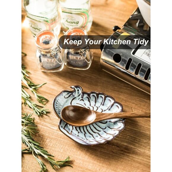 Ceramic Turkey Spoon Rest | Thanksgiving Kitchen Decor | 5.75" Utensil Holder - Picture 4 of 4